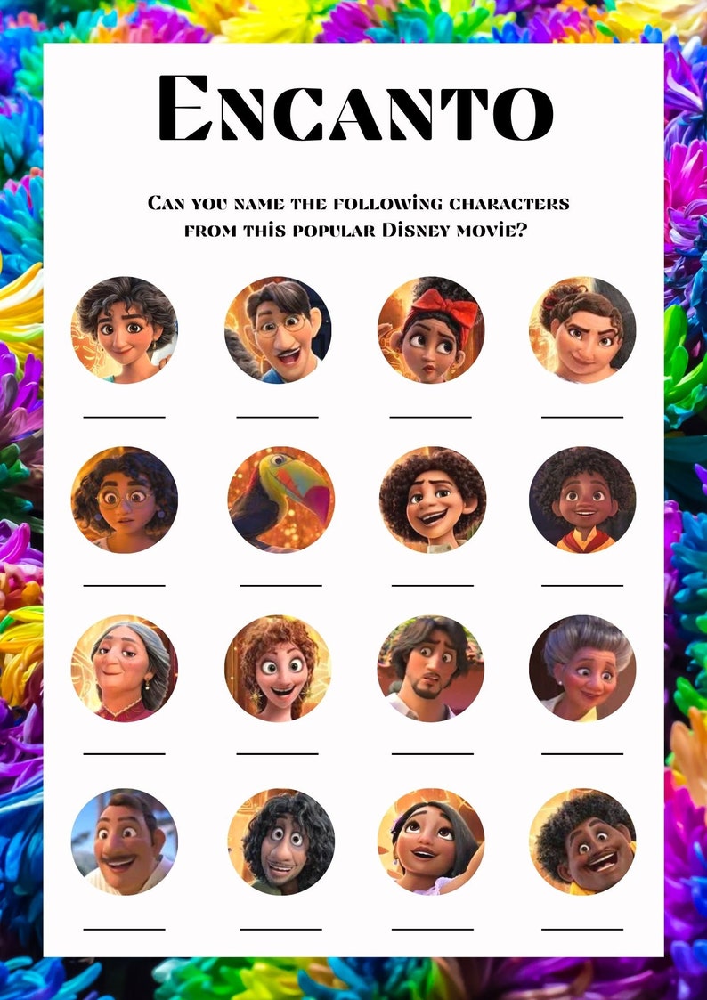 Encanto Movie Quiz With Answers. Guess the Character. Party Etsy