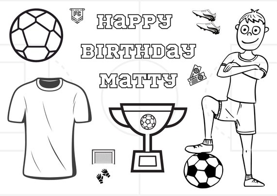 A4 Colouring Page Footballl Birthday Placemat Printable | Etsy