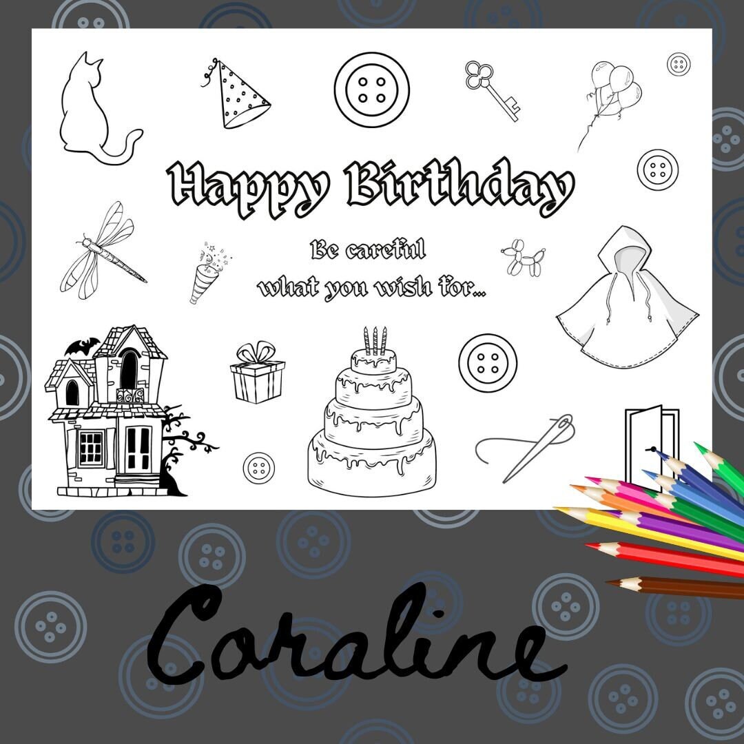 Coraline Happy Birthday Banner, Coraline Party Decor 
