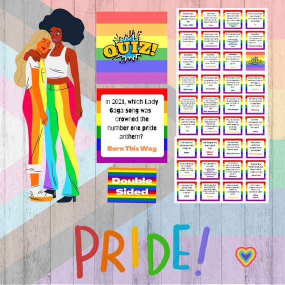 35X Pride Month LGBTQ+ Game Quiz Cards. Digital Download PDF. Party Parade  Game. Double Sided.