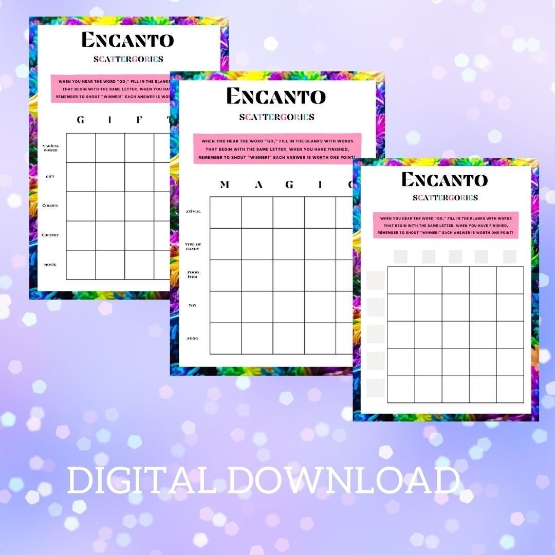 Encanto Movie Inspired Scattergories Game. Digital Download - Etsy