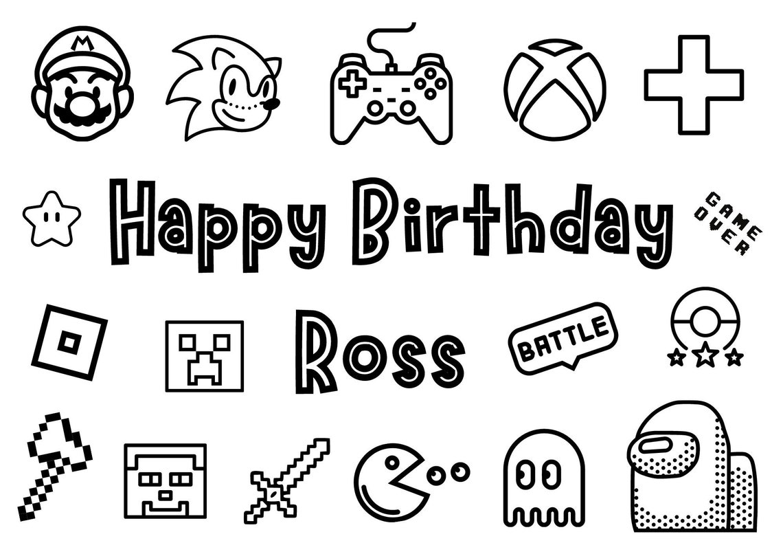 A4 Colouring Page Gaming Birthday Placemat Printable Coloring - Etsy UK