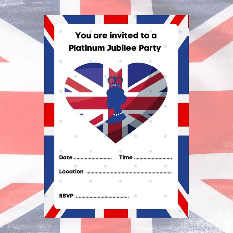 The Queen's Platinum Jubilee Party Invitations. 5X Etsy UK