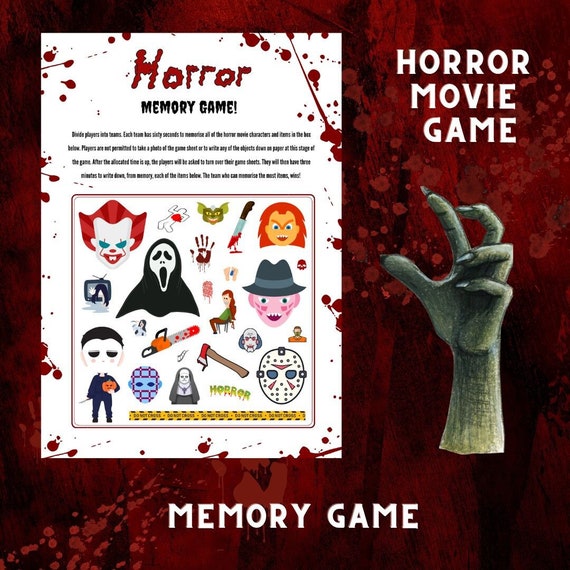 Horror Movie Quiz Game. Halloween. Character Memory Party Game. Digital  Download Friday the 13th. Scream. Pennywise. Nightmare on Elm Street