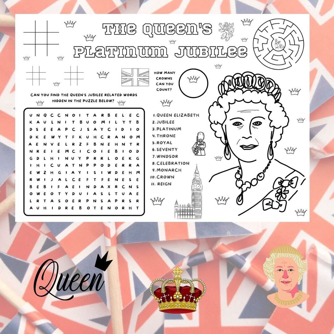 A3 the Queen's Jubilee Colouring Page / Activity Game - Etsy