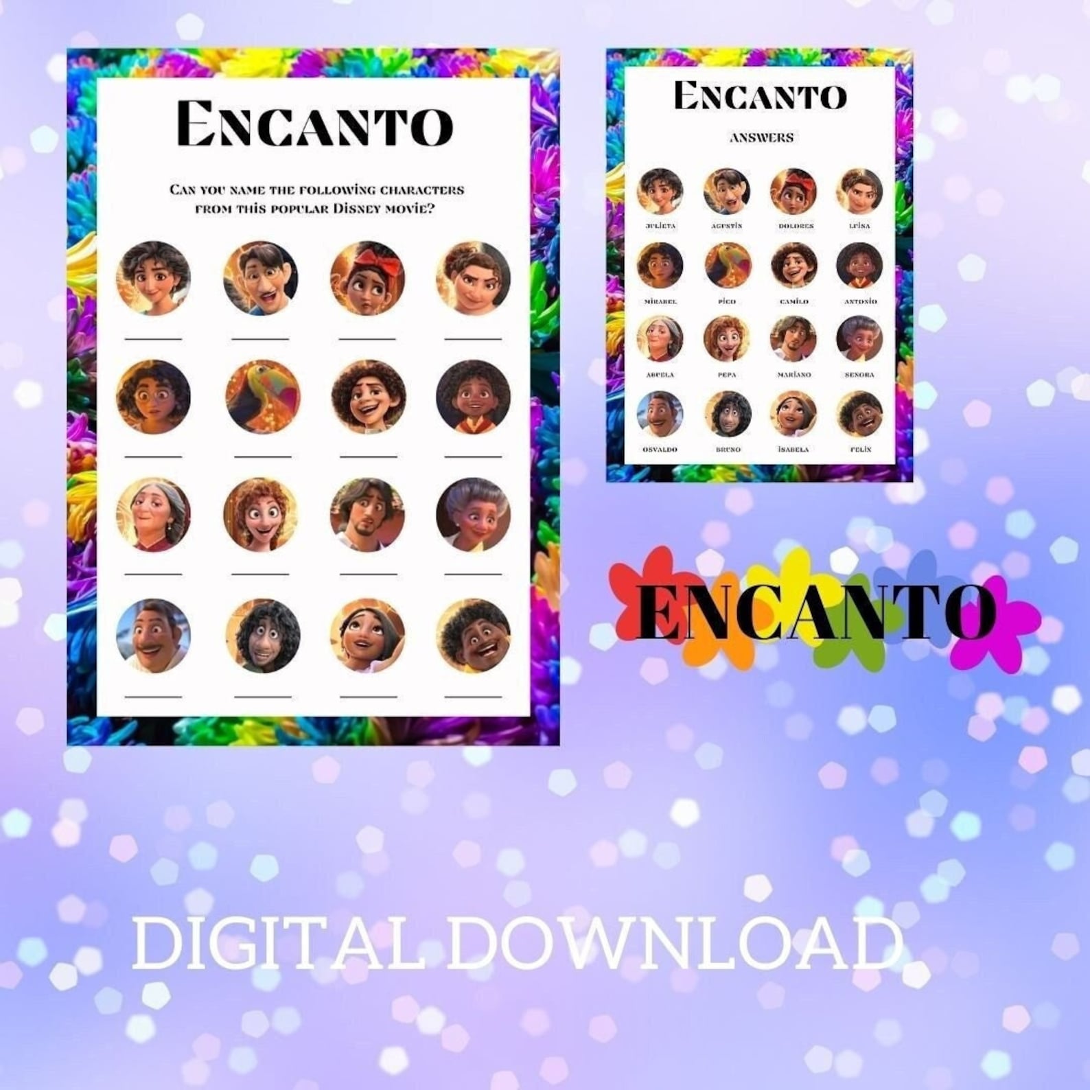 Encanto Movie Quiz With Answers. Guess the Character. Party Fun Game