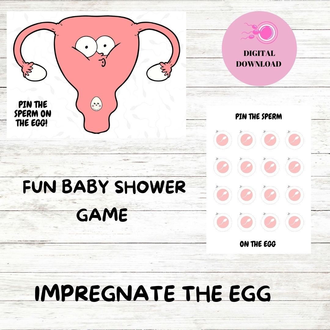 Pin the Sperm on the Egg Baby Shower Game. Impregnate the Egg. - Etsy Israel