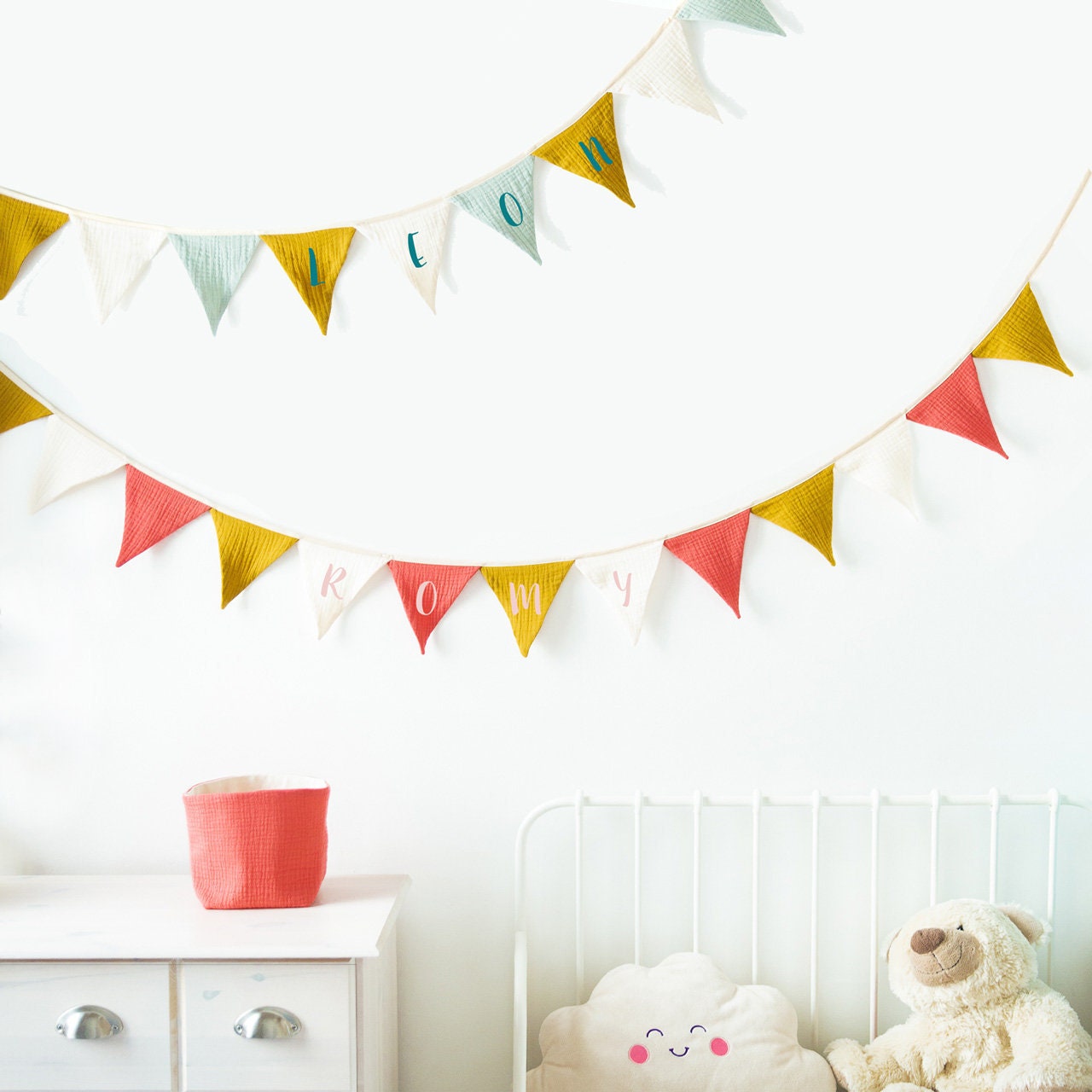 Guirlande de Fanions Personnalisée en Tissu Double Gaze Bio Titabulle