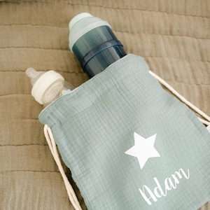 Sac à dos personnalisé en tissu double gaze de coton Oeko Tex céladon Titabulle