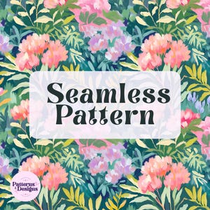 Hand-Painted Floral Seamless Pattern, Colorful Flower Digital Paper, Botanical Background, Watercolor Style Printable, Commercial Use
