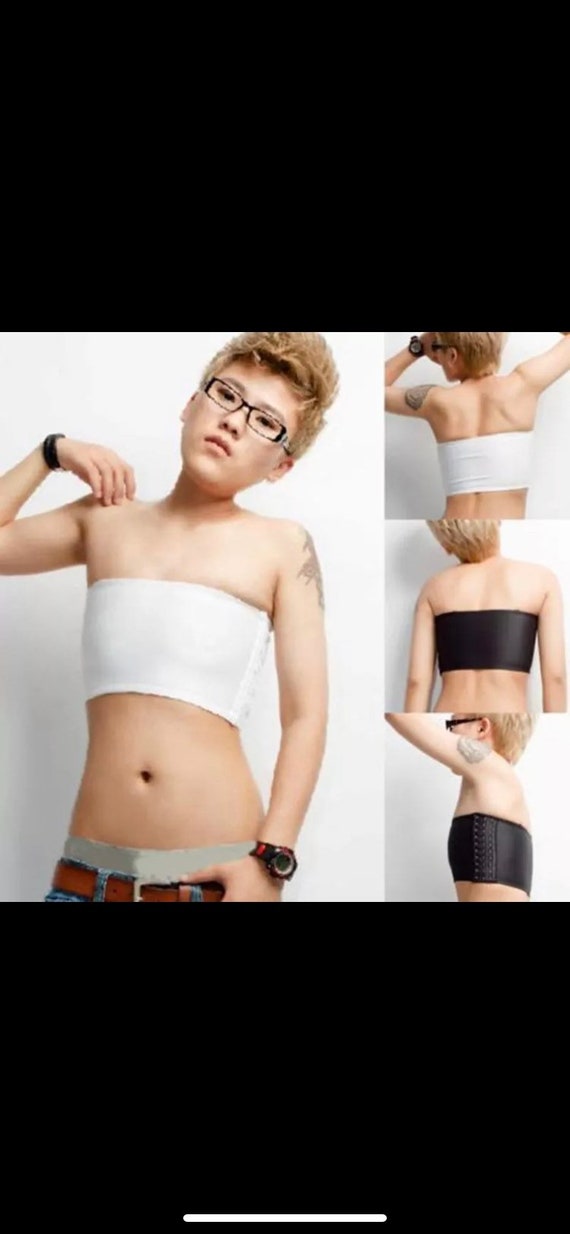 Strapless Chest Binder. Tomboy, Compression Top, FTM, Black and White -   Sweden