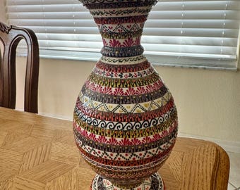 Jarrón de cerámica de estilo turco pintado a mano