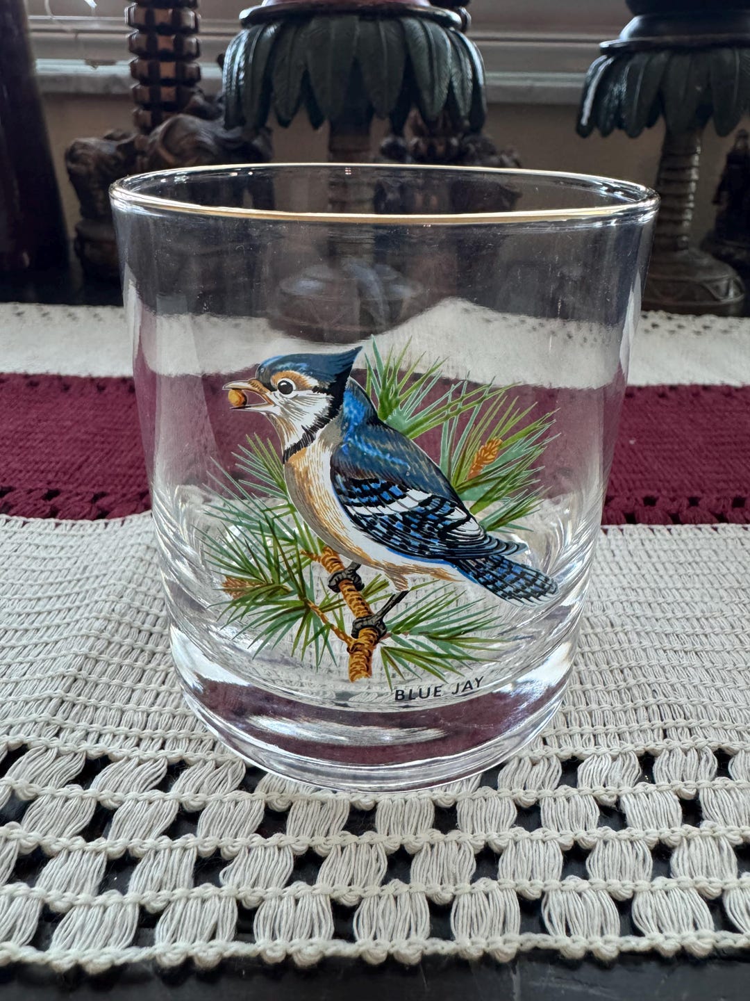 Vintage Blue Jay Bird Rocks Glass | Nature Wildlife Drinkware | Mid ...