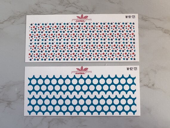 HS605 4th of July Collection Washi and Bottom Washi Planner Stickers HS605 4th of July Collection Washi and Bottom Washi Planner Stickers