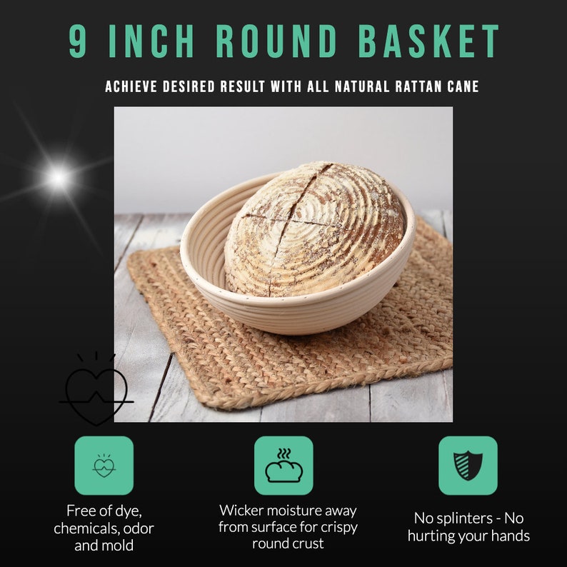 Bread Proofing Basket Set Round 9 Inch Brotform Bread Bowl Etsy