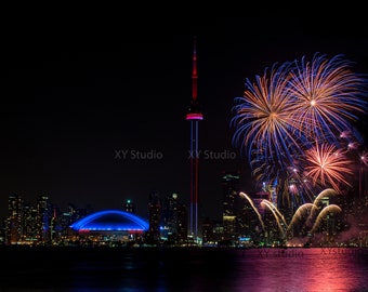 Holiday fireworks in Ontario - Photography digital print - Wall Art - Nature Photography - Home Decor - landscape