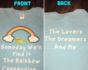Muppets Kermit the Frog Front & Back Rainbow Connection Lovers and Dreamers Shirt Adult Youth Kids Sizes Boy Girl 2XL 3XL 4XL 5XL