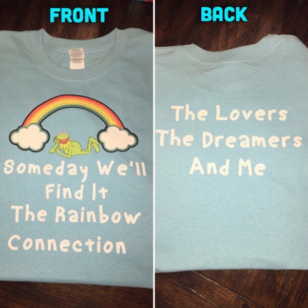 Muppets Kermit the Frog Front & Back Rainbow Connection Lovers and Dreamers Shirt Adult Youth Kids Sizes