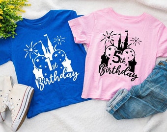 Disney Toddler Baby Child Birthday 1st 2nd 3rd 4th 5th 6th Celebration Design Castle Iridescent Holographic Shirt Toddler Size