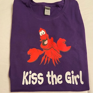 Sebastian de Disney la camisa de la sirenita beso a la niña todos los tamaños niño, niño joven, adulto