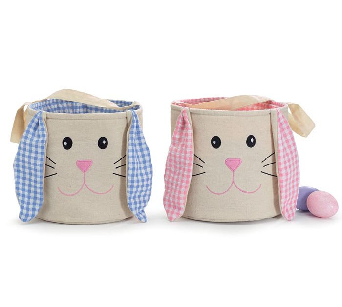 Easter Bunny Rabbit Basket Bag Boy or Girl with Pom Pom Tail Personalize Customize Optional Added Name