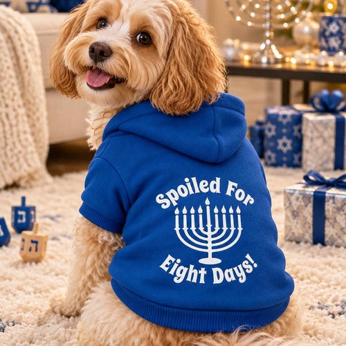 Spoiled for 8 Days Dog Hoodie for Hanukkah Channakuh