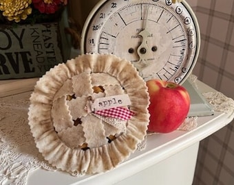 Faux Felt Apple Pie - Tiered Tray Faux Apple Pie - Mini 6” Felt Apple Pie Tiered Tray Filler - Fall or Summer Felt Apple Pie Decoration