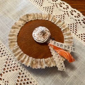 Faux Felt Pumpkin Cream Pie - Tiered Tray Faux Pumpkin Pie - 5.5" Felt Pumpkin Pie Tiered Tray Filler - Fall Felt Pumpkin Pie Decoration