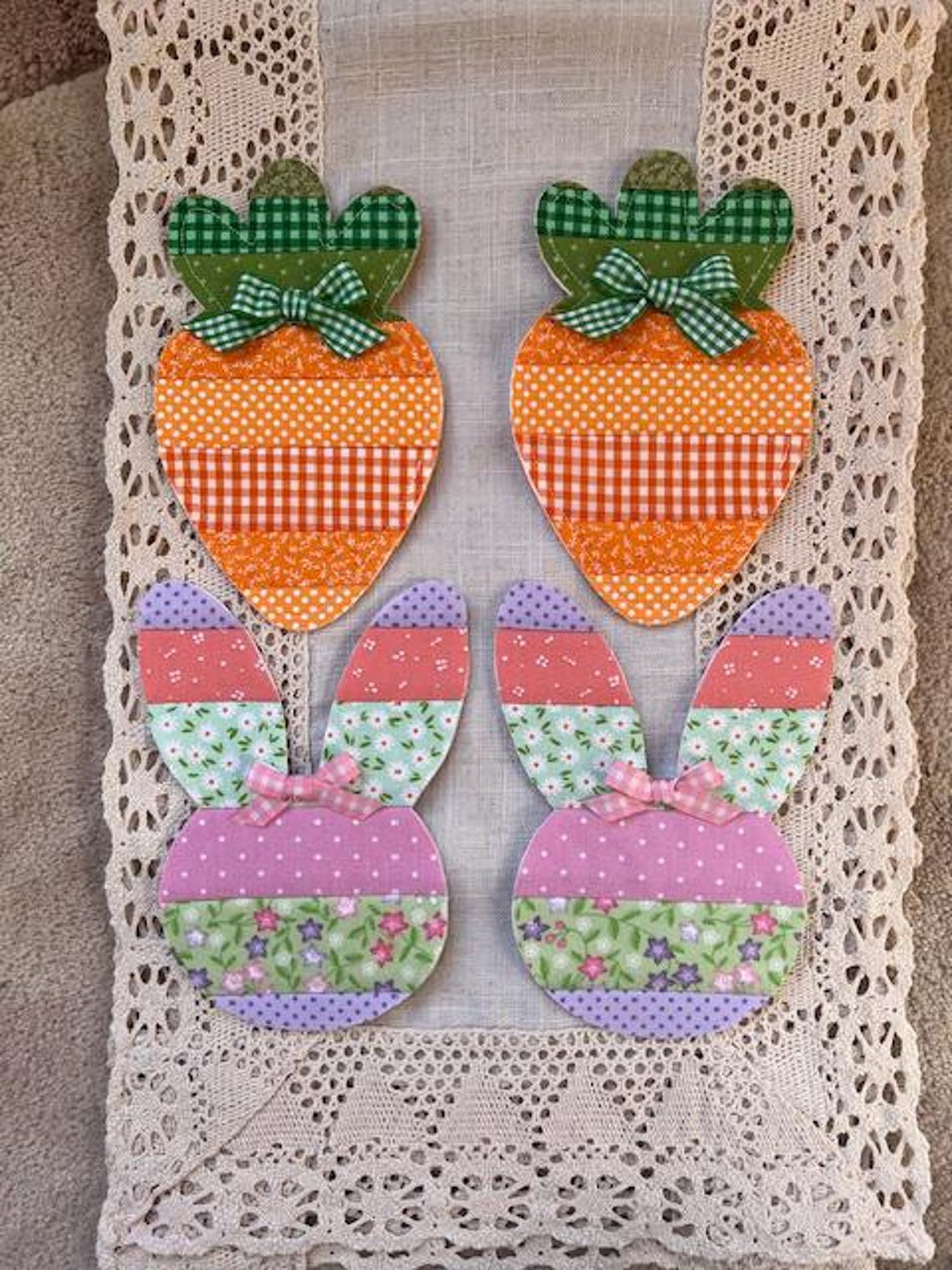 Quilted Set of 2 Carrot Coasters and 2 Bunny Coasters - Easter/spring ...