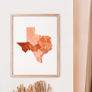 Texas Map Print, staatscadeau, afdrukbare geometrische muurkunst