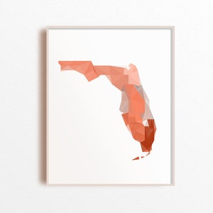 Florida kaart afdrukken, staatsgeschenk, afdrukbare geometrische kunst aan de muur