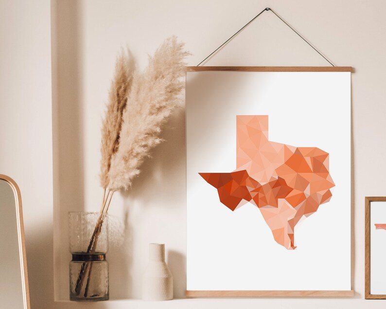 Texas Map Print, State Gift, Printable Geometric Wall Art - Etsy