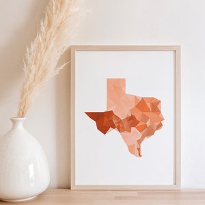 Texas Map Print, State Gift, Printable Geometric Wall Art - Etsy