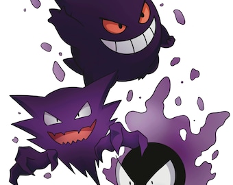 Impressão da linha evolutiva de Gengar Pokémon