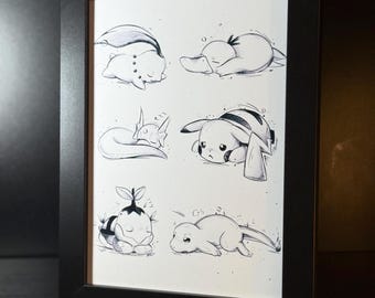 Sleepy Pokémon Print