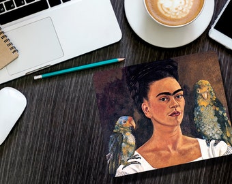 Frida Kahlo Painting Nice! Frida with Parrot Mousepad