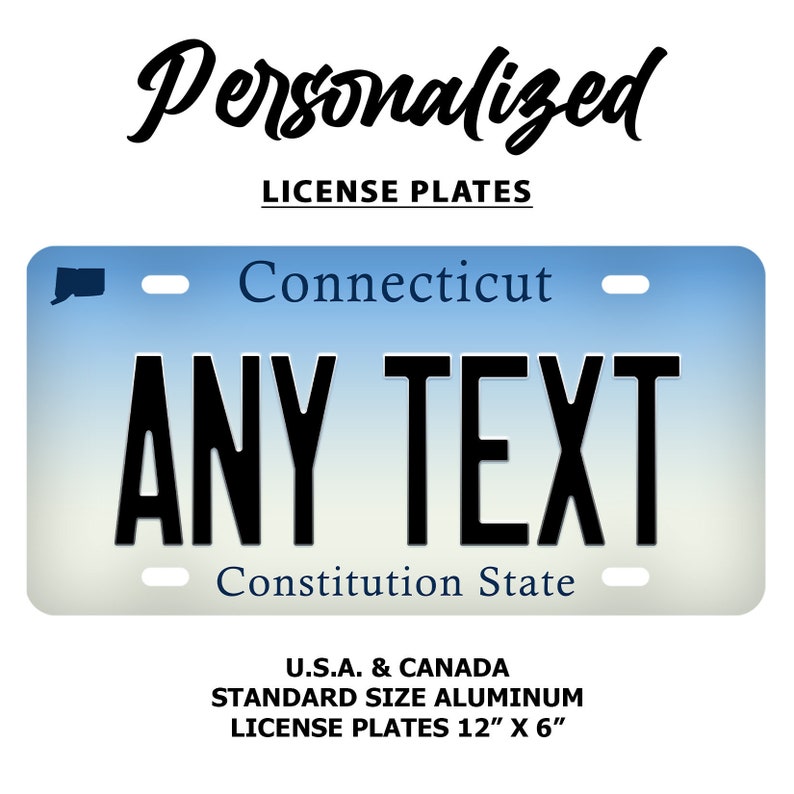 Custom Connecticut License Plate Personalize With Any Name Etsy