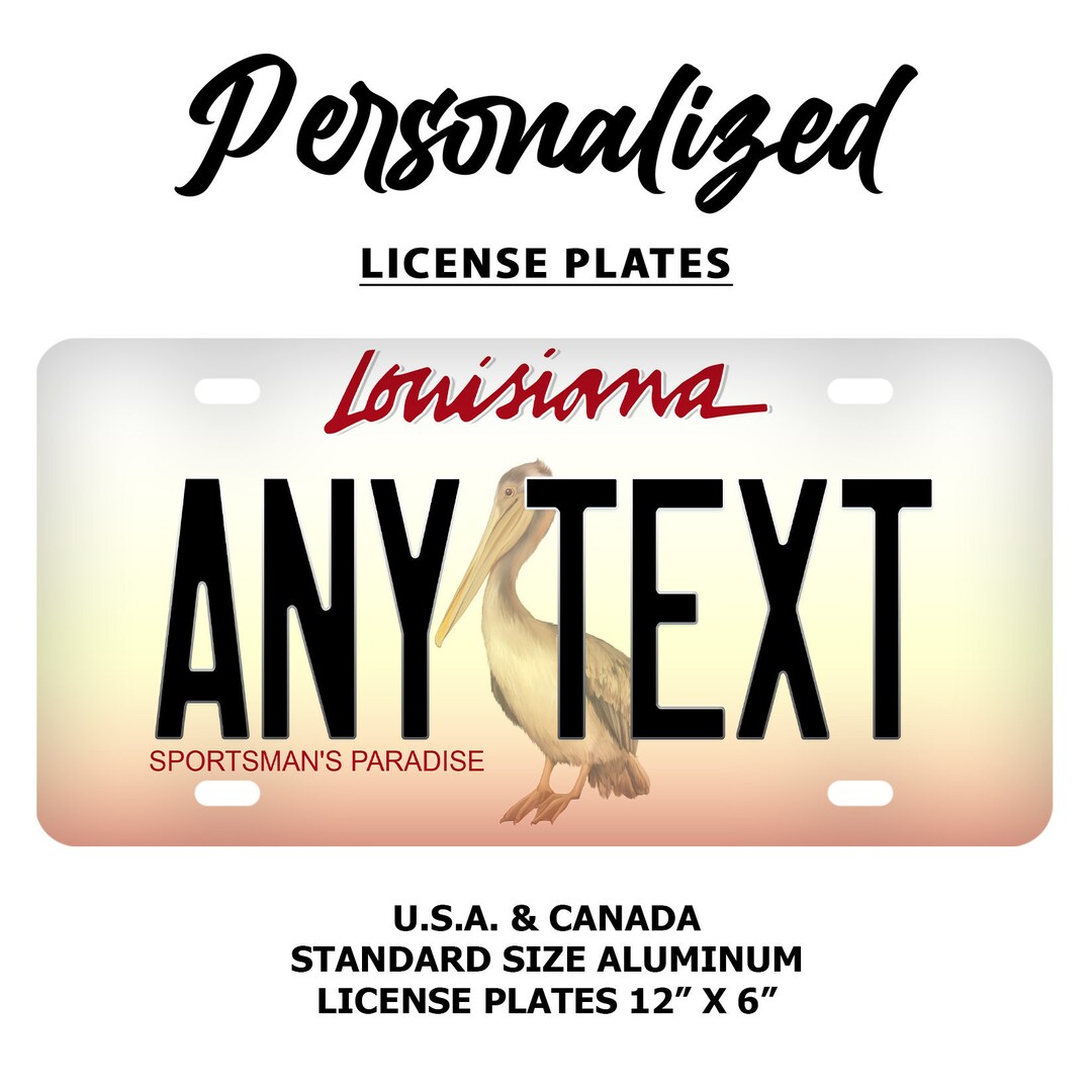 Custom Louisiana License Plate Personalized Name All 50 States 3 Sizes