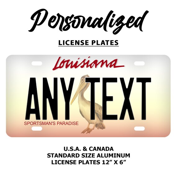 Custom Louisiana License Plate Personalized Name All 50 Etsy