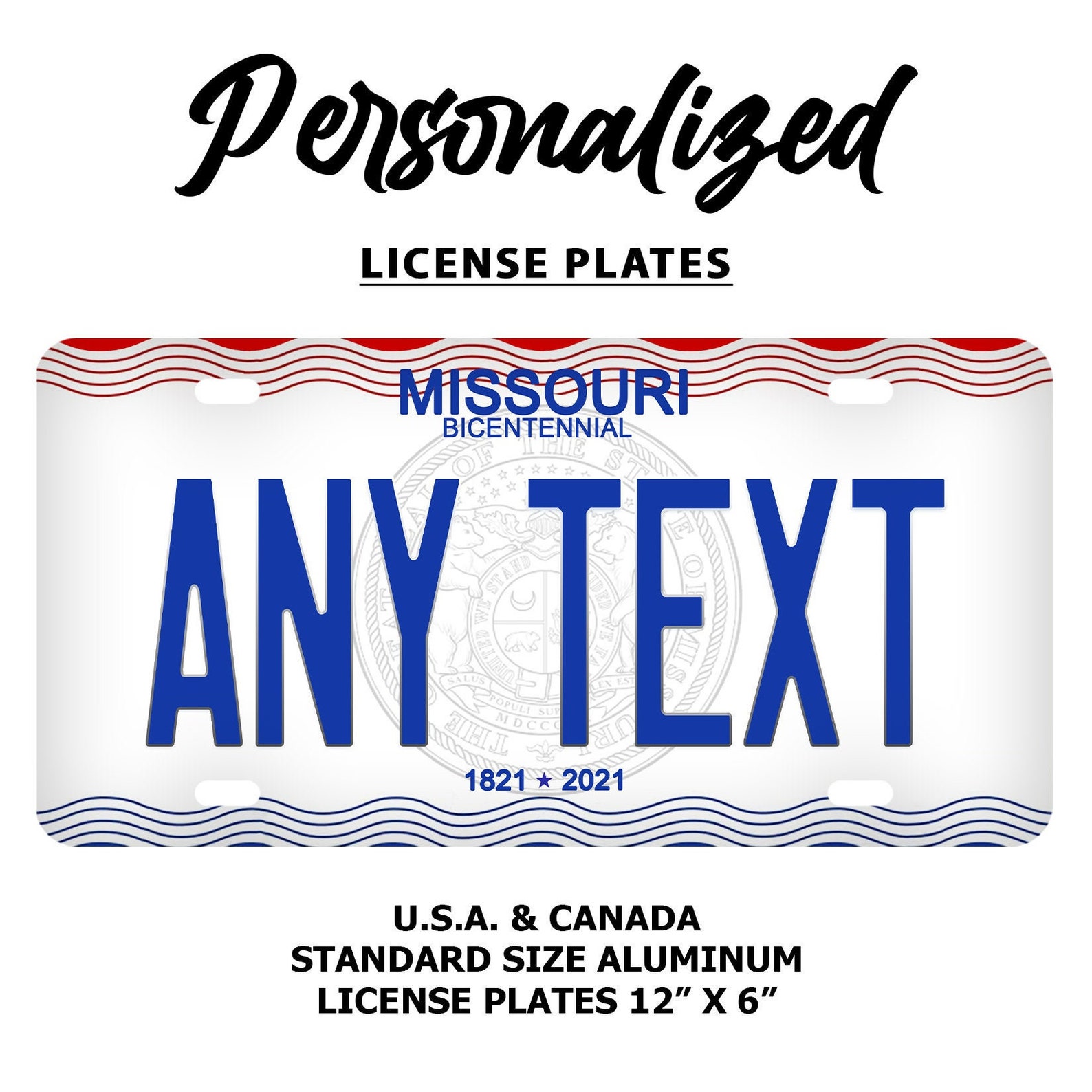 Custom Missouri License Plate Personalized Name All 50 Etsy