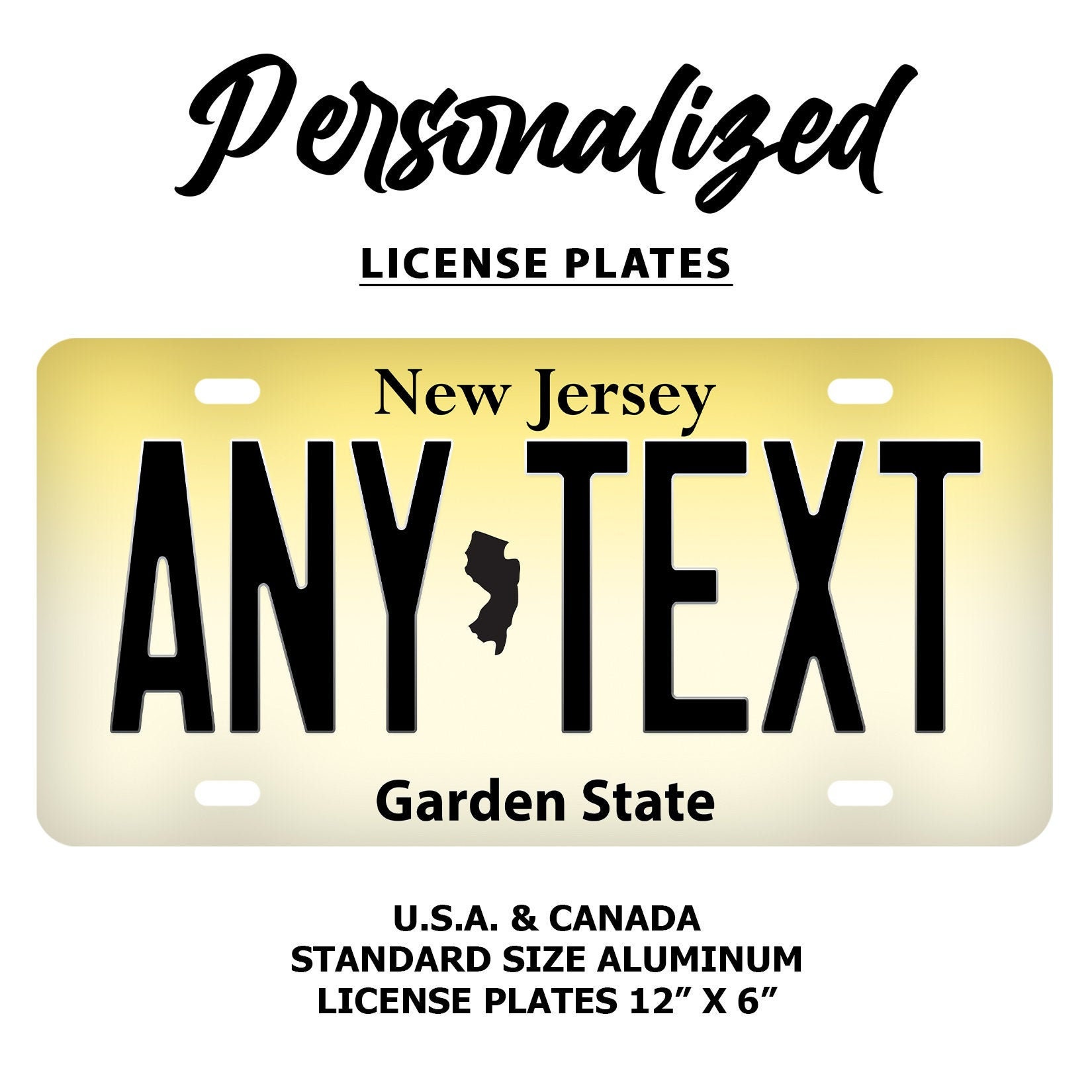 Custom New Jersey License Plate Personalized Name All 50 Etsy