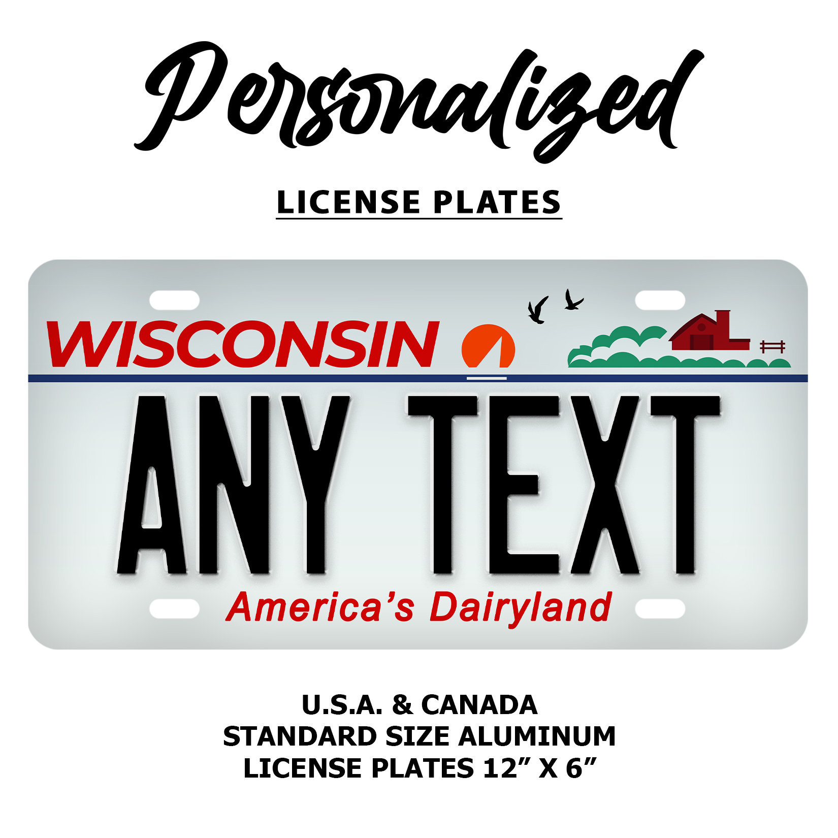 Custom Wisconsin License Plate Personalized Name All 50 Etsy