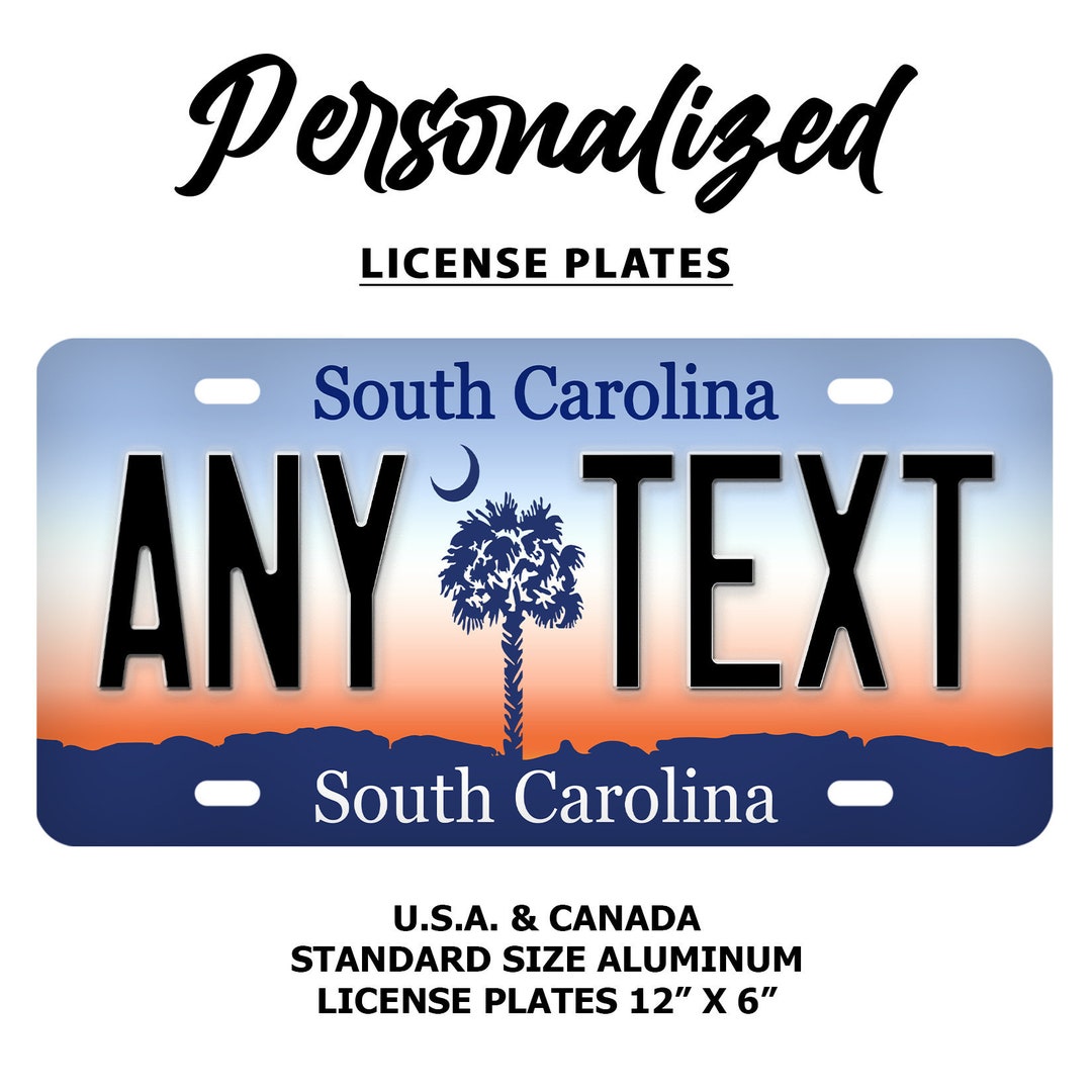 Custom South Carolina License Plate Personalized Name Etsy