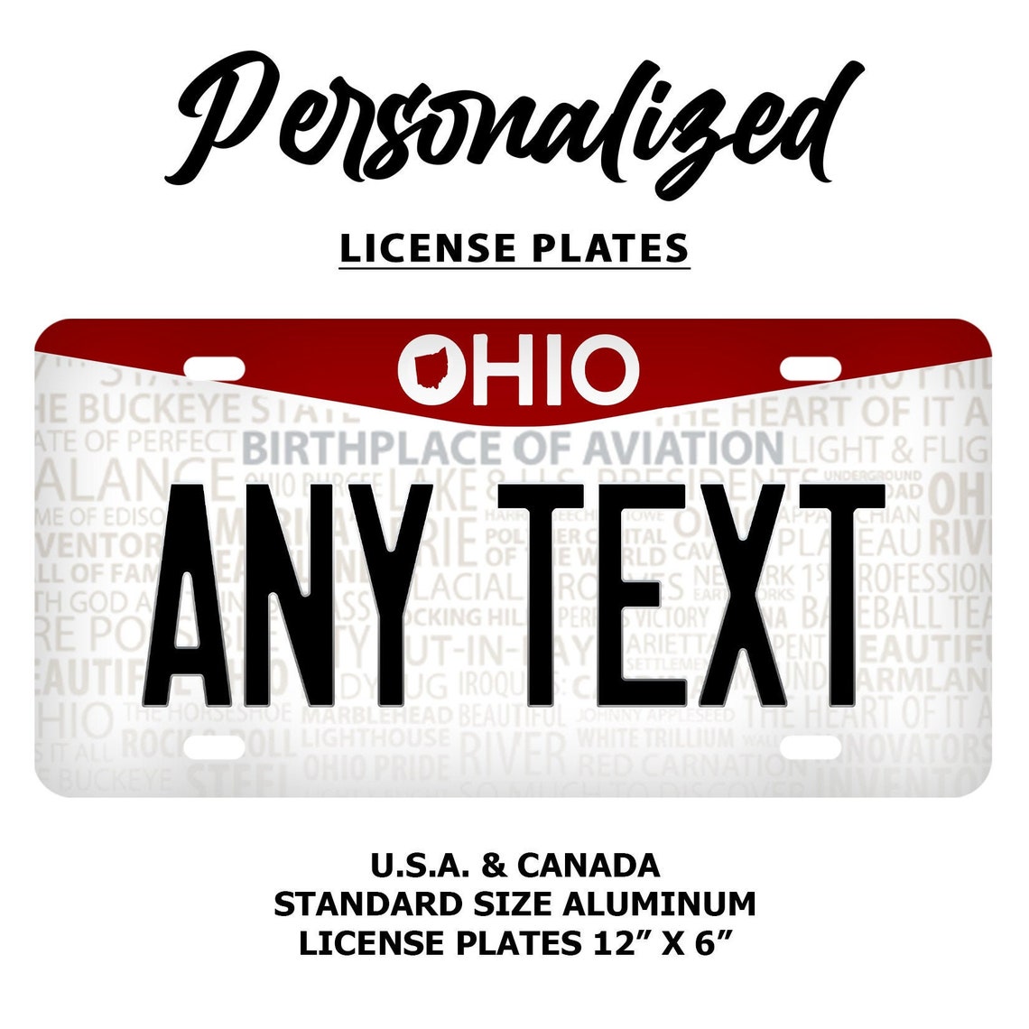 Custom Ohio License Plate Personalized Name All 50 States Etsy