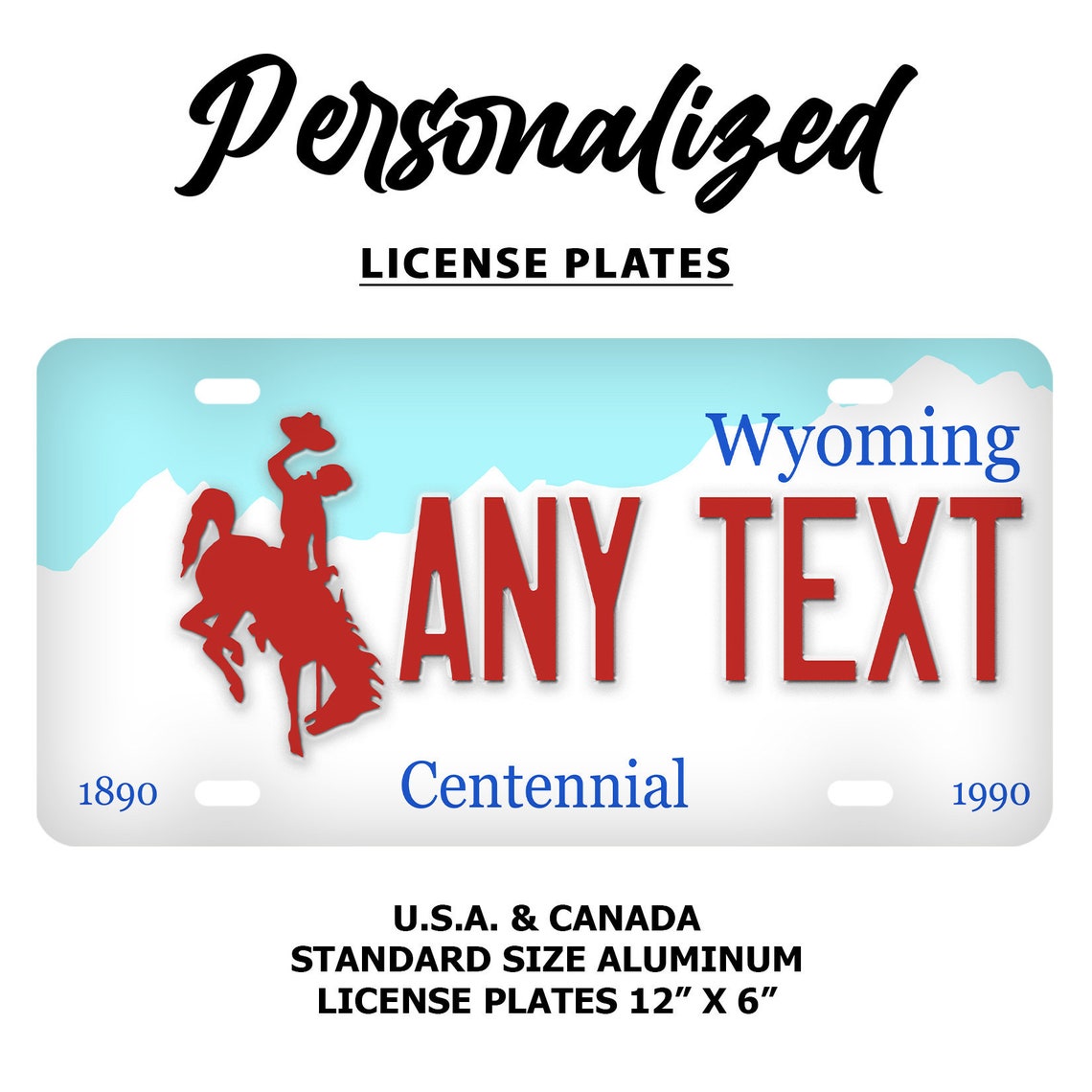 Custom Wyoming License Plate Personalized Name All 50 Etsy
