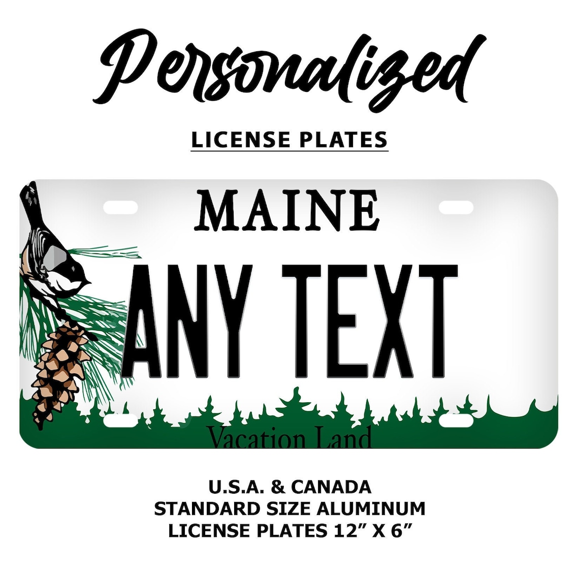 Custom Maine License Plate Personalized Name All 50 States Etsy