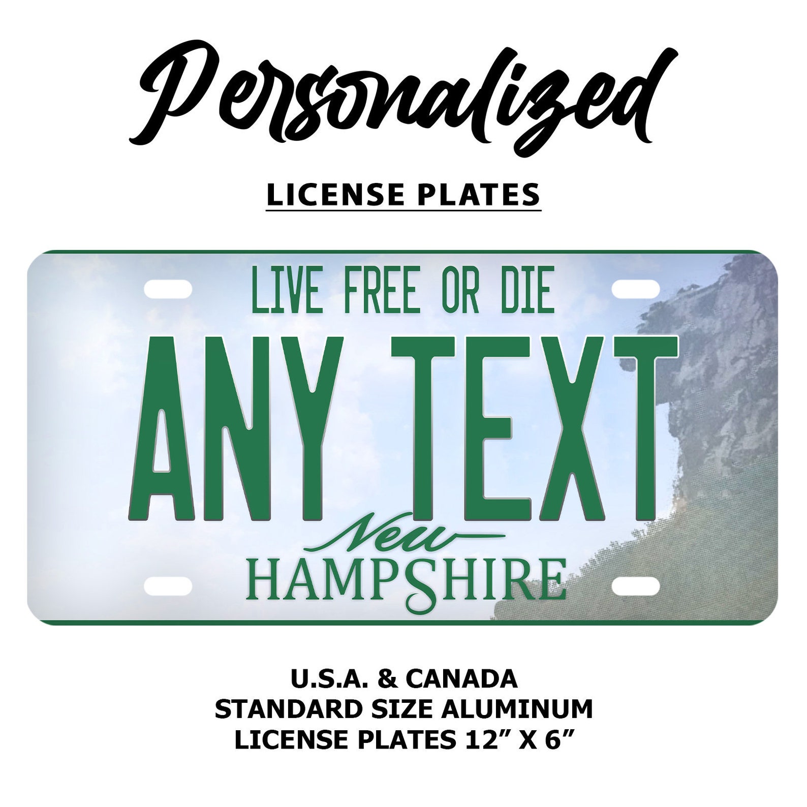 Custom New Hampshire License Plate Personalized Name All Etsy