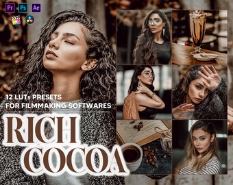 12 Rich Cocoa Video LUTs Presets, braun LUT Preset, heißer Kaffee Filter, Lifestyle Blogger für Fotograf und Filmemacher, Instagram-Thema