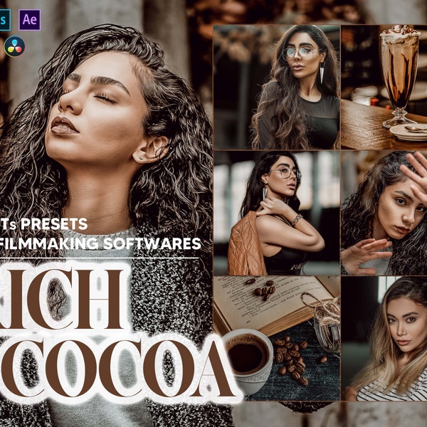12 Rich Cocoa Video LUTs Presets, Brown LUT Preset, Hot Coffee Filter, Lifestyle Blogger For Photographer And Filmmaker, Instagram Theme