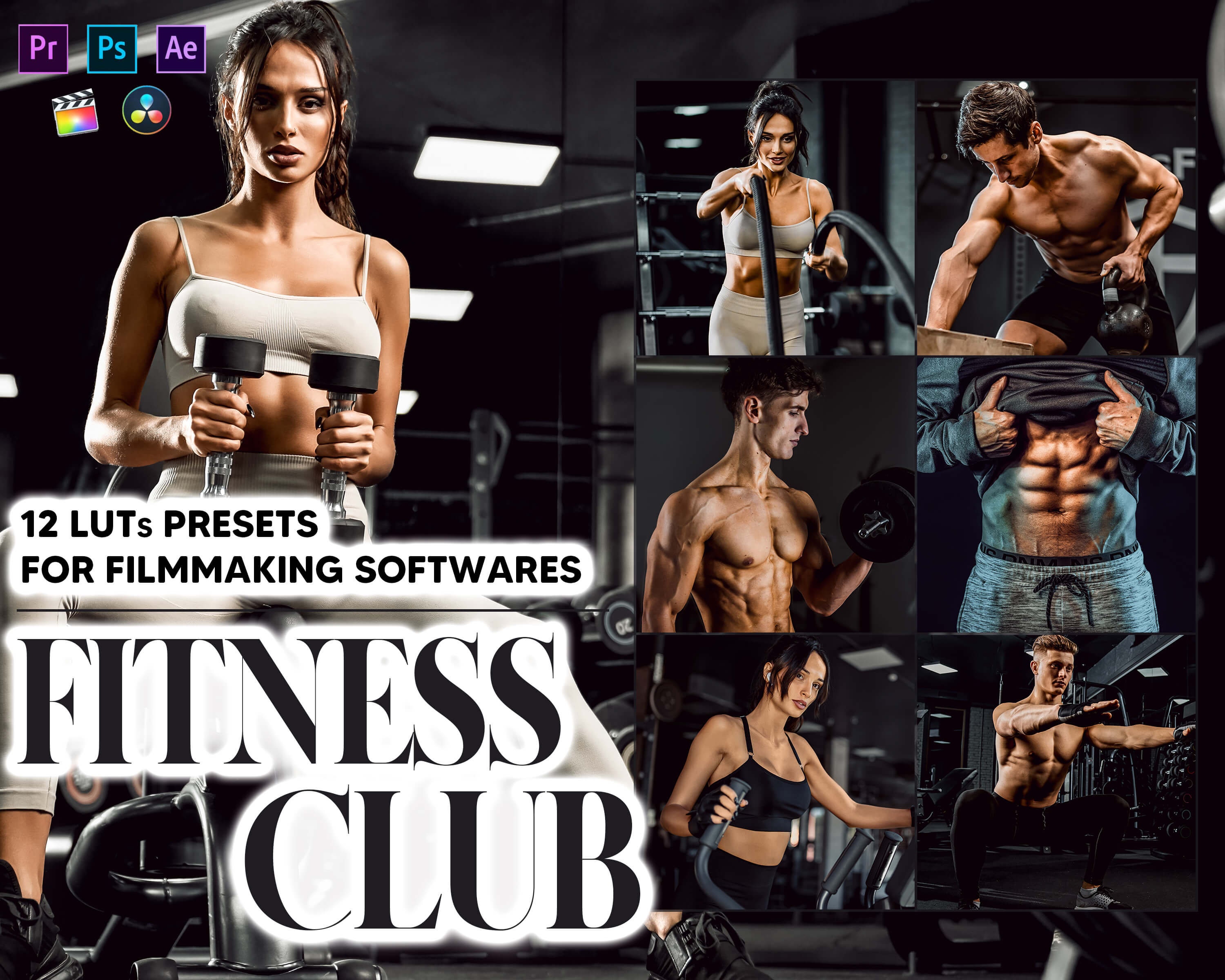 12 Fitness Club Video Luts Presets, Sport LUT Preset, Bodybuilding